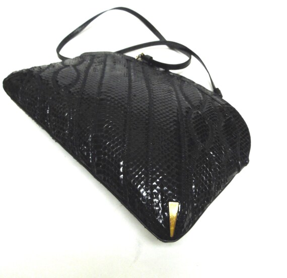 Black Snakeskin Purse Vintage Supreme Handbag Sho… - image 3