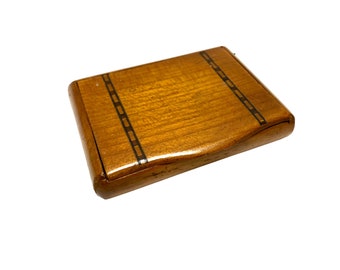 Vintage Business Card Case Wood Holder