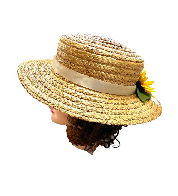 Straw Hat Sun Hat Womans Hat Wide Brim Boater Sum… - image 2