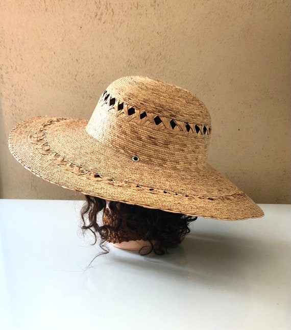 Wide Brimmed Hat Straw Natural Fiber Weave Sun Ha… - image 1