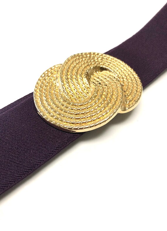 Purple Elastic Belt Vintage 80's Nan Lewis Eggpla… - image 3