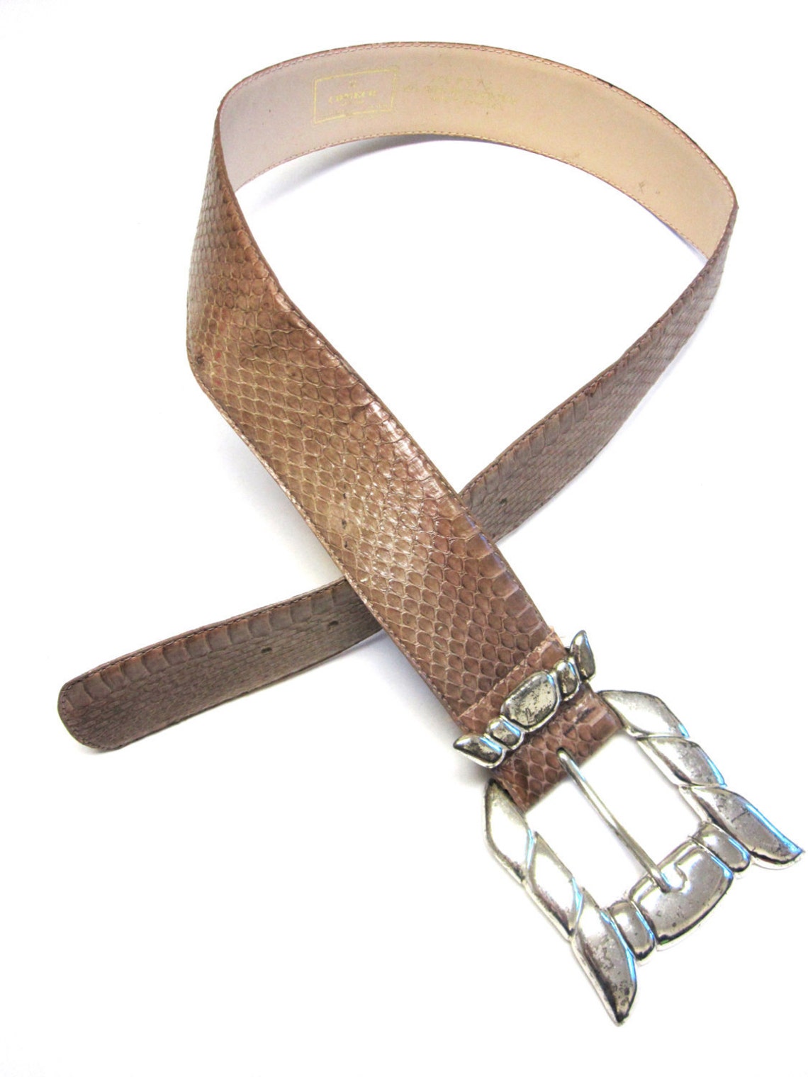 Wide Light Brown Snakeskin Belt Leather Size M/L Tan B3 | Etsy