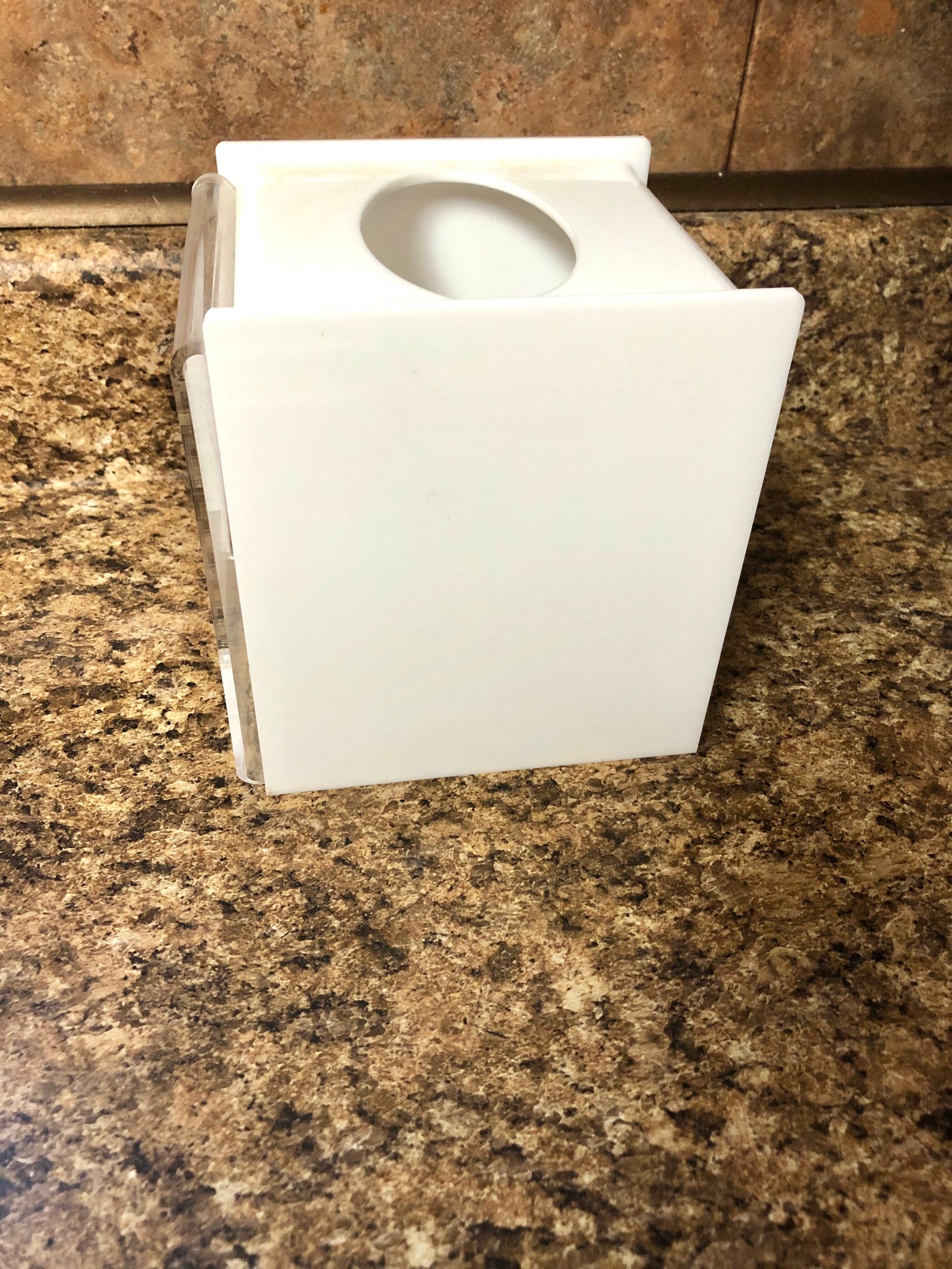 Square White Tissue Box Cover with Built in Picture Frame Etsy