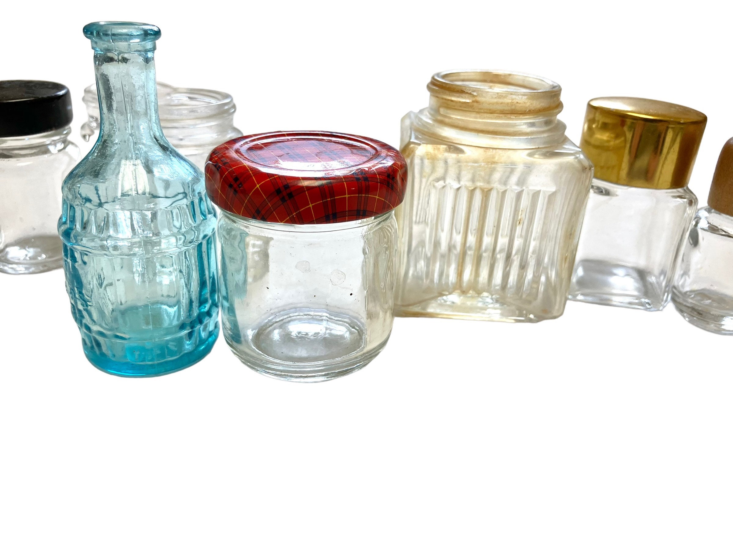 Small Clear Glass Bottles for Crafts 12 Vintage Empty Glass