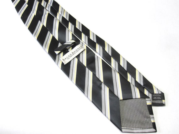 Black Silver Striped Necktie Vintage Harve Bernar… - image 4