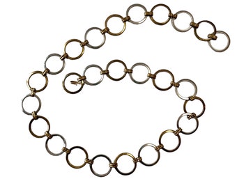 Gold and Silver Chain Belt Circles Vintage B8