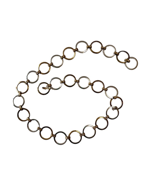 Gold and Silver Chain Belt Circles Vintage B8