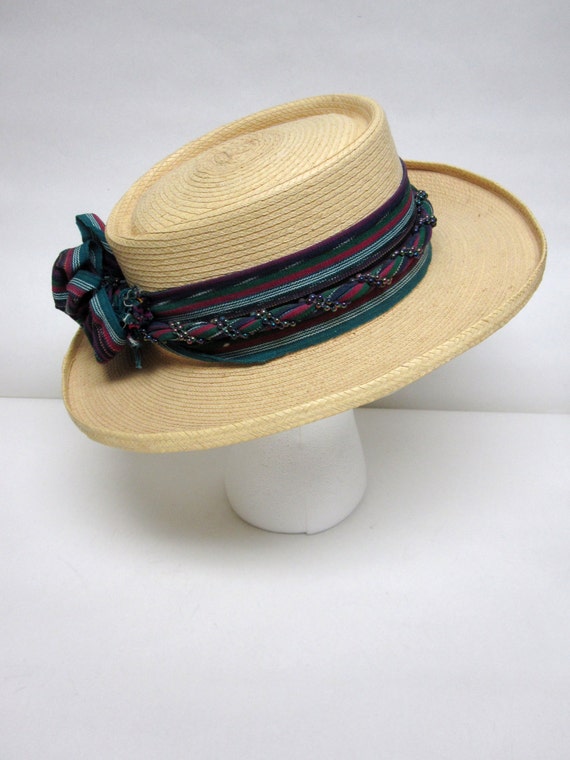 Wide Brimmed Straw Hat Natural Fiber