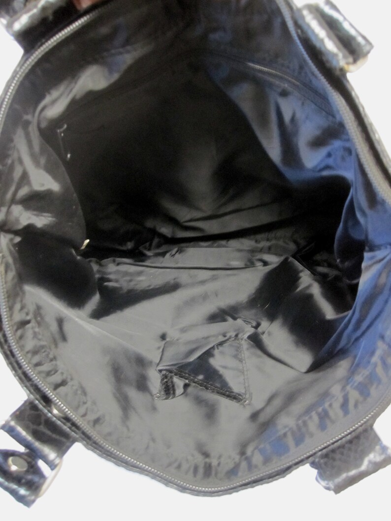 Oversized Large Black Purse Handbag Snakeskin Print BC5