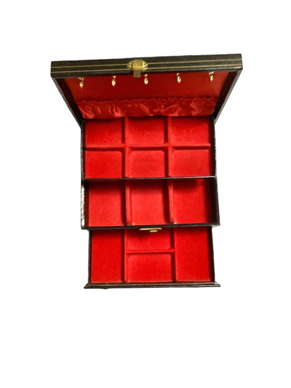 Vintage Jewelry Box Large 1950s Black Jewelry Box 