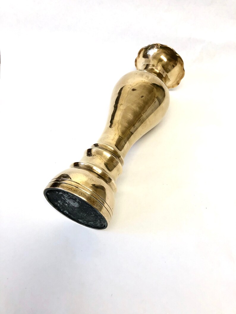 Large Brass Vase Fluted Rim Weighted Base