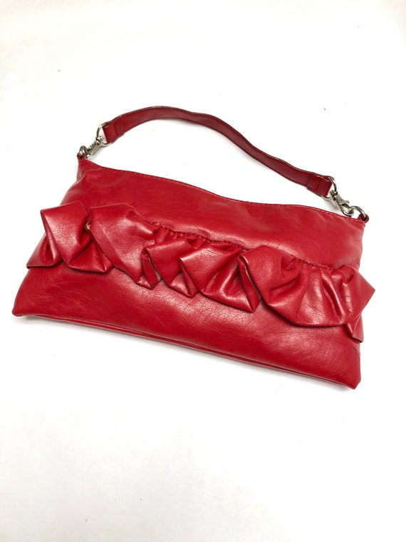 Bright Red Purse Handbag Y2K Faux Leather Handbag