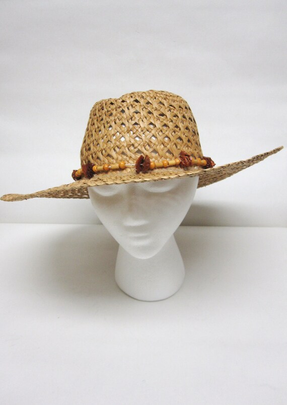 Wide Brimmed Hat Straw Natural Fiber Weave
