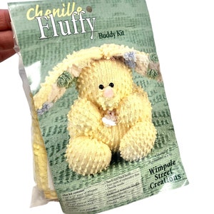 Make Sew Stuffed Elephant Kit Animal DIY Chenille Fluffy Buddy Kit 6"  Soft Cuddly Wimpole Street Creations 1998 Vintage