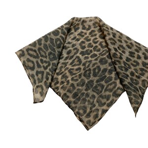 Vintage Black Brown Scarf Leopard Print 20 x 22 S5 image 3