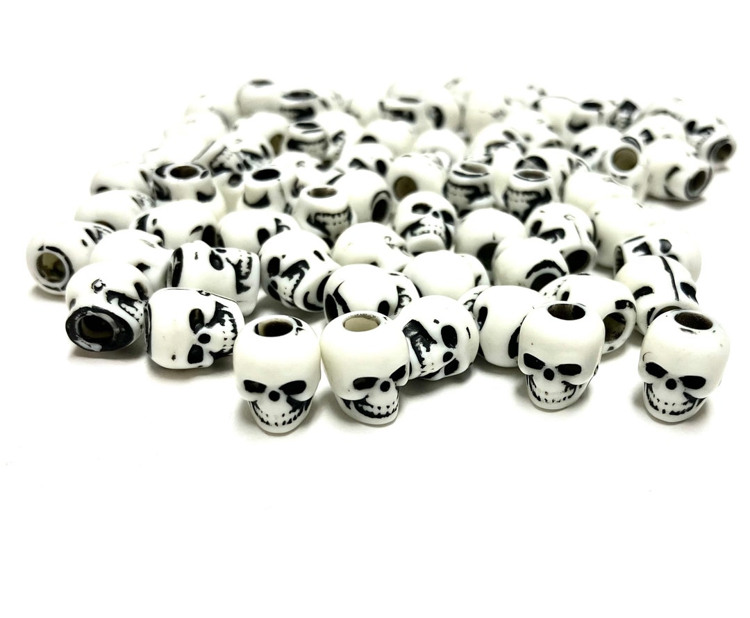 70 Count Skull Beads White Acrylic Skull Shaped Beads for Jewelry DIY ...