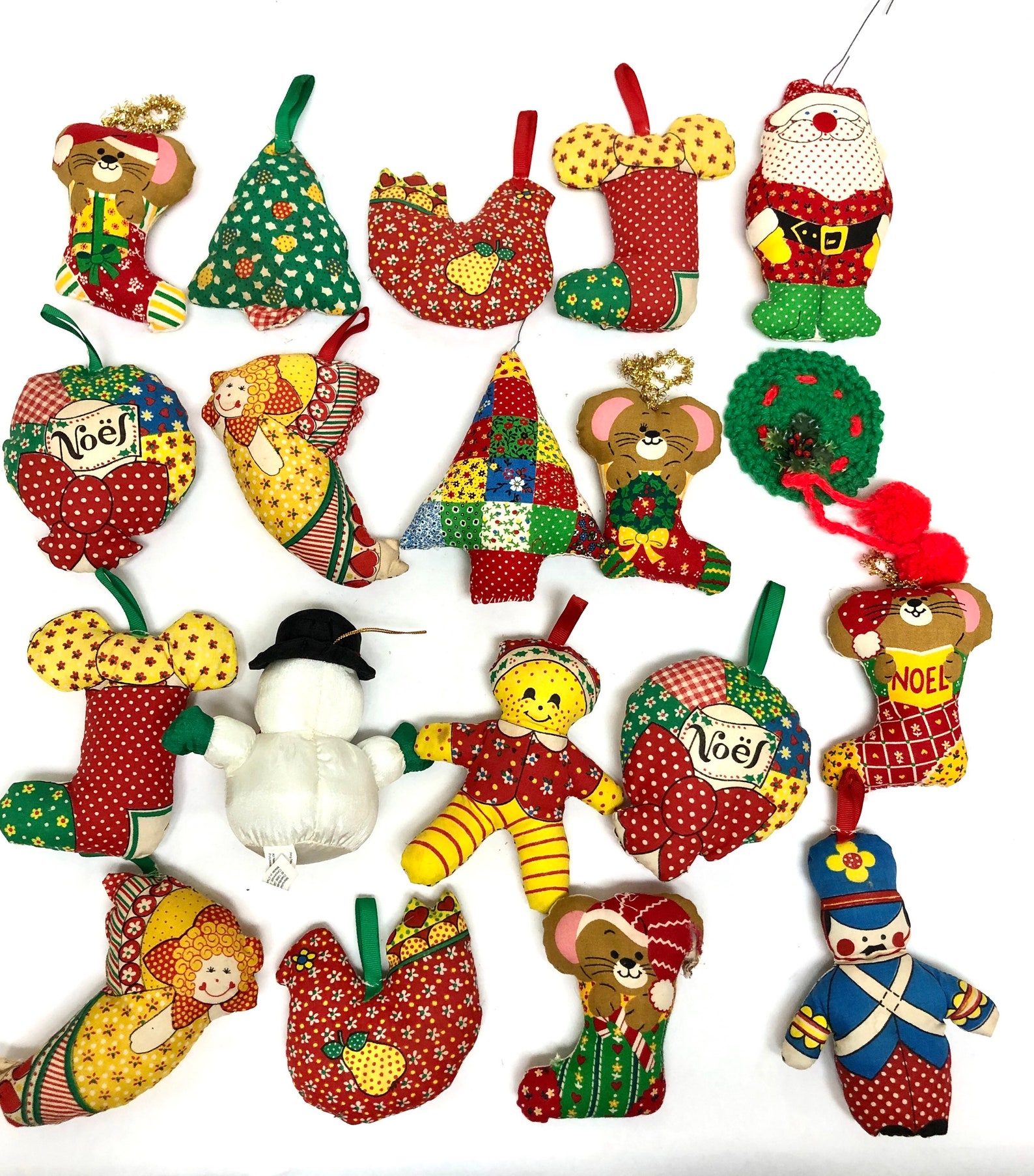 19 Fabric Vintage Christmas Ornaments Hand Sewn Fabric Etsy