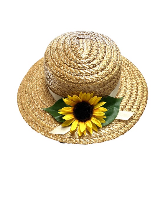 Straw Hat Sun Hat Womans Hat Wide Brim Boater Sum… - image 1