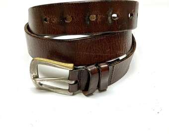 Distressed Brown Leather Belt