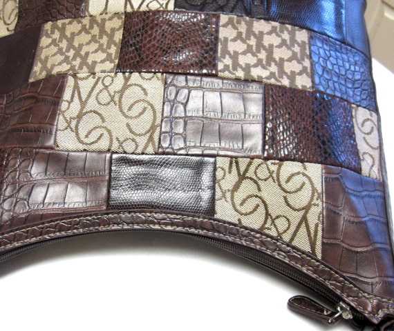 Brown Patchwork Purse Handbag - image 2