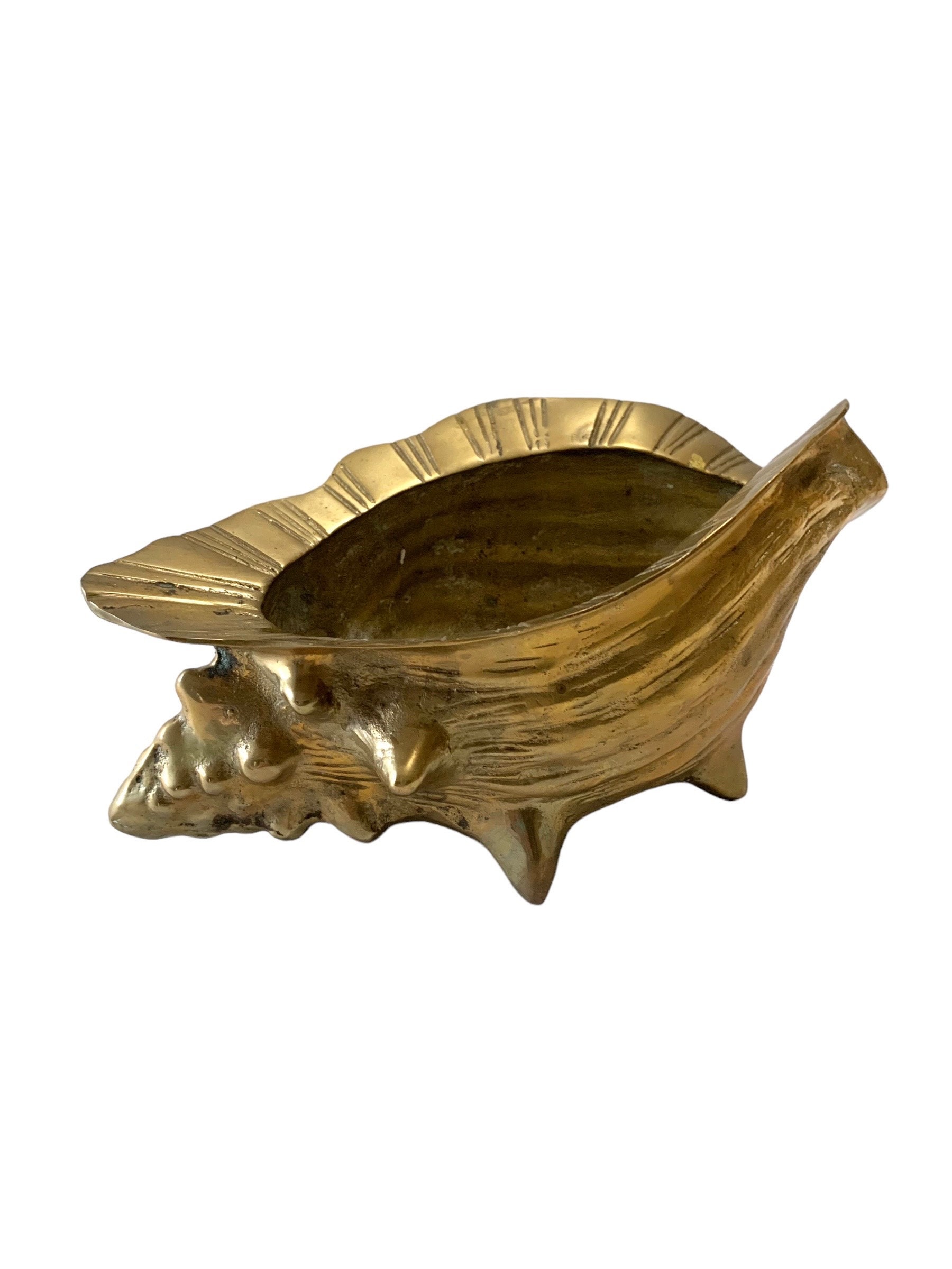 Small Brass Seashell Planter, Made in India, 1980s Solid Brass Decor,  Coastal Vibes -  UK