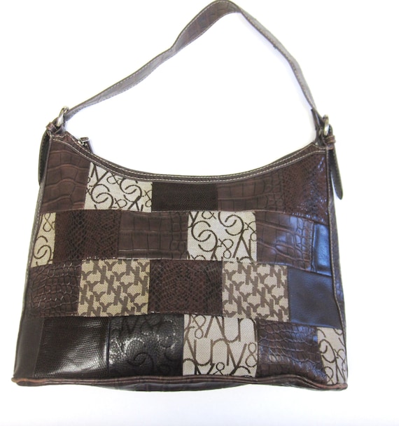 Brown Patchwork Purse Handbag - image 1