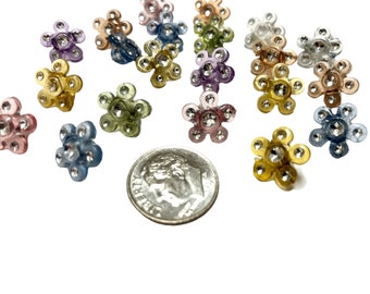 Multicolor Rhinestone Flower Buttons Shank Back 20 PC