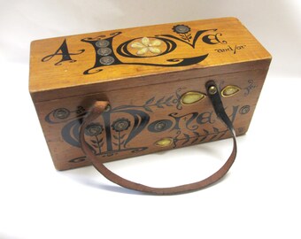 Enid Collins 4 Love and or Money Wood Box Bag Collins of Texas Purse Handbag