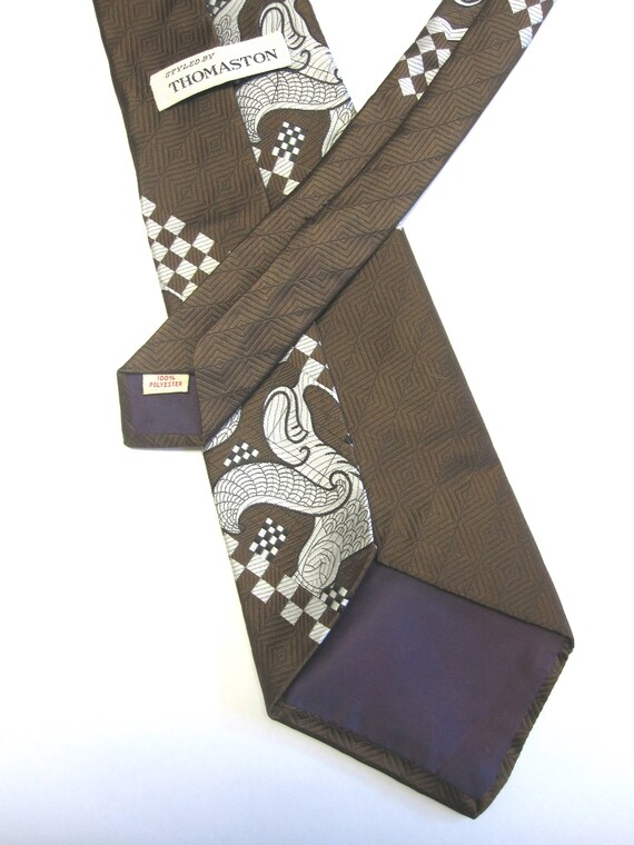 Brown Silver Necktie Egyptian Theme Vintage Thoma… - image 4