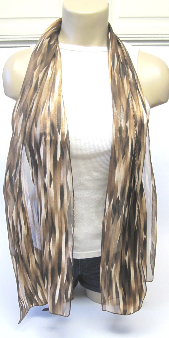 Vintage Sheer Brown Scarf Classic Bill Blass S1 - image 1