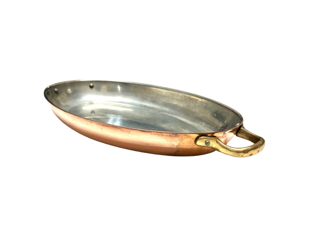 Vintage 12 Copper Bottom Au Gratin Pan W/ Riveted Brass Etsy