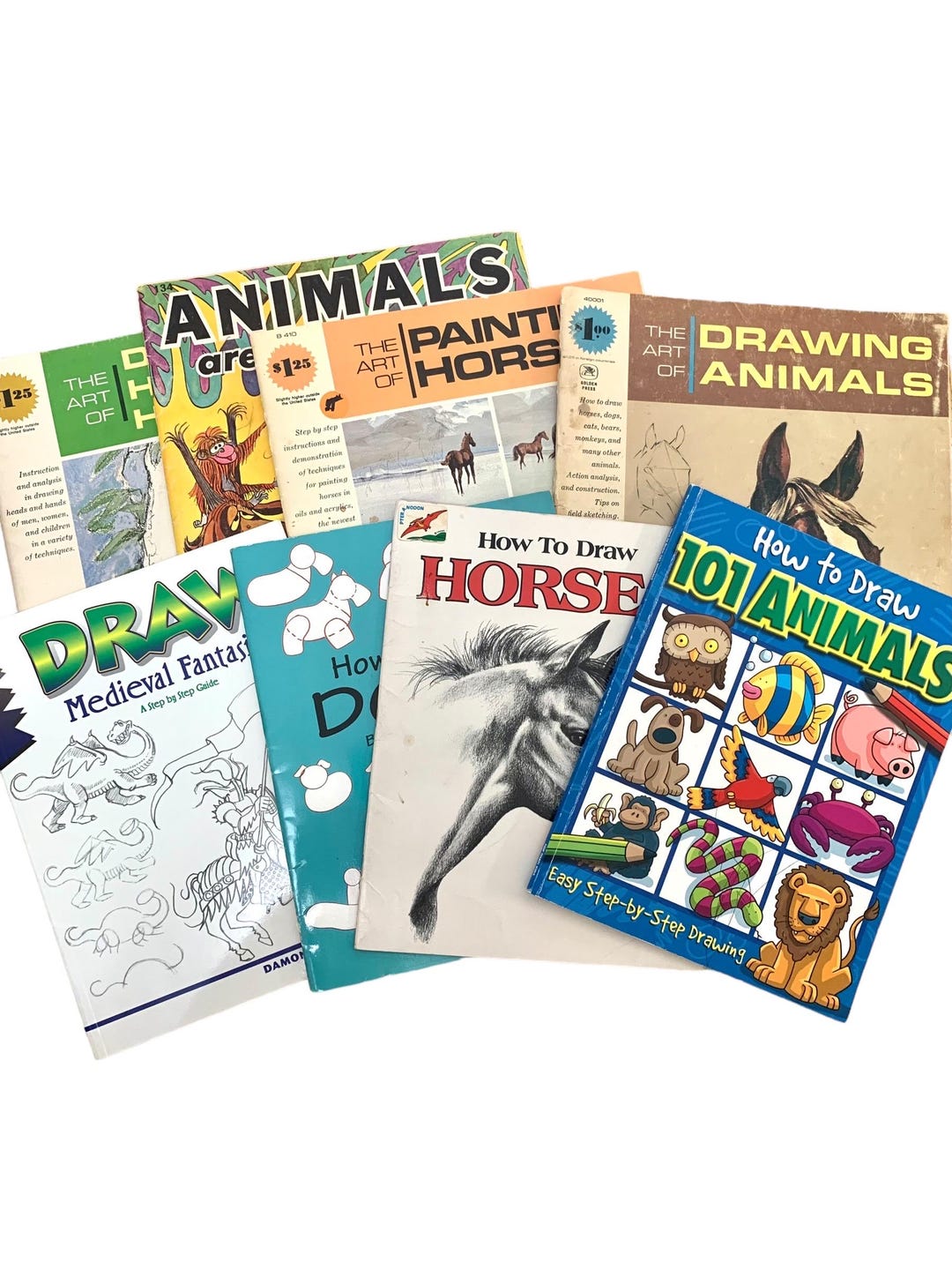 Vintage Art Book Set of Eight How to Draw the Art of Drawing Animals ...