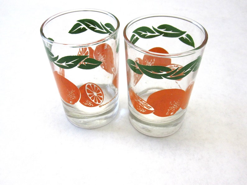 Vintage Orange Juice Glasses Set of Two Drink ware Etsy