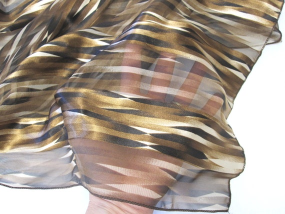 Vintage Sheer Brown Scarf Classic Bill Blass S1 - image 5