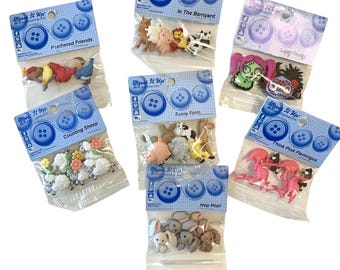 Novelty Buttons Your Choice Birds Farm Animal Rabbits Monsters Flamingo Dress It Up Jesse James Shank Button Embellishment For Sewing Crafts