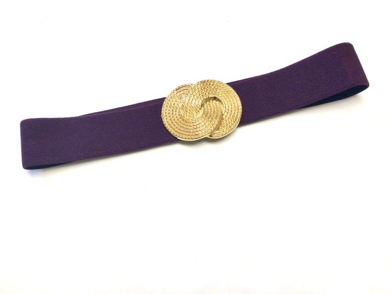 Purple Elastic Belt Vintage 80's Nan Lewis Eggpla… - image 2