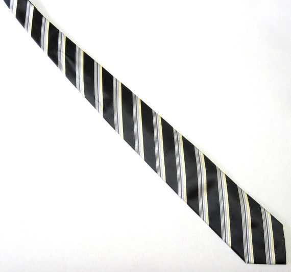 Black Silver Striped Necktie Vintage Harve Bernar… - image 2