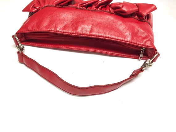 Bright Red Purse Handbag Y2K Faux Leather Handbag - image 2
