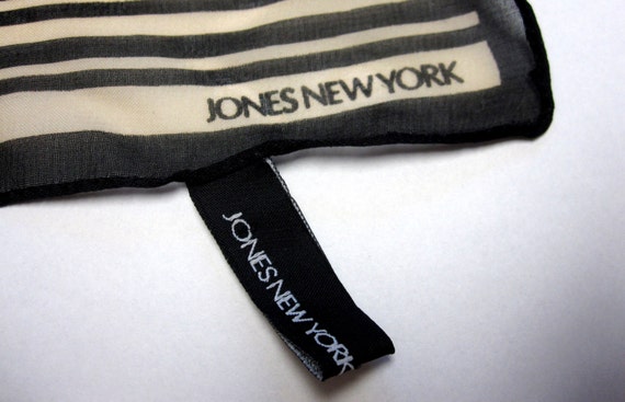 Brown Black White Scarf Vintage Jones New York Ba… - image 2