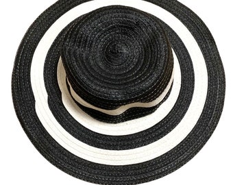 Black And White Floppy Brim Hat Wide Brimmed Hat