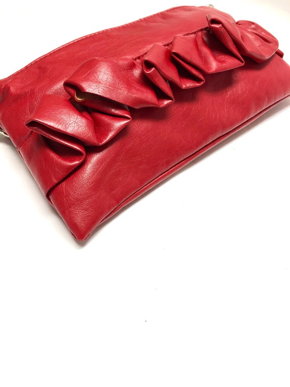 Bright Red Purse Handbag Y2K Faux Leather Handbag - image 4