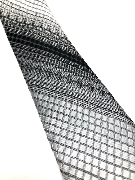 Black Silver Necktie 3" x 57" Vintage Damon Men's… - image 2