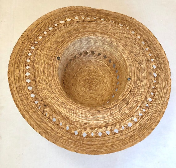 Wide Brimmed Hat Straw Natural Fiber Weave Sun Ha… - image 5