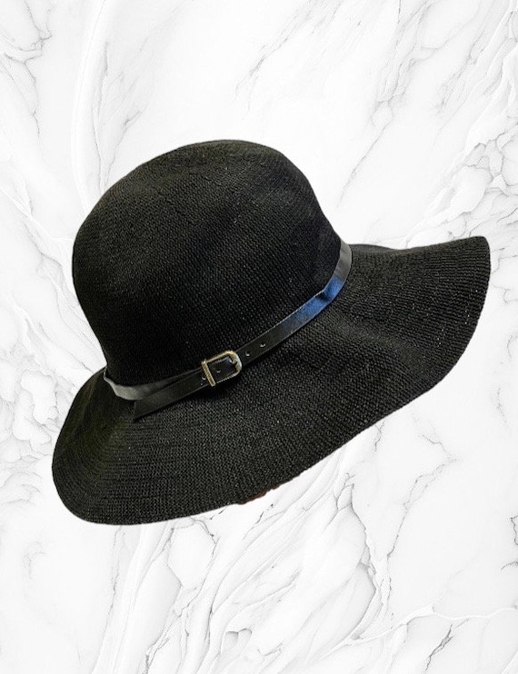 Black Wide Brimmed Hat Black Floppy Brimmed Hat B… - image 1