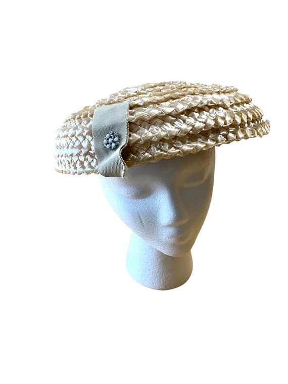 Vintage Ivory Hat Pancake Hat Paris Lazarus Womens Formal Millinery