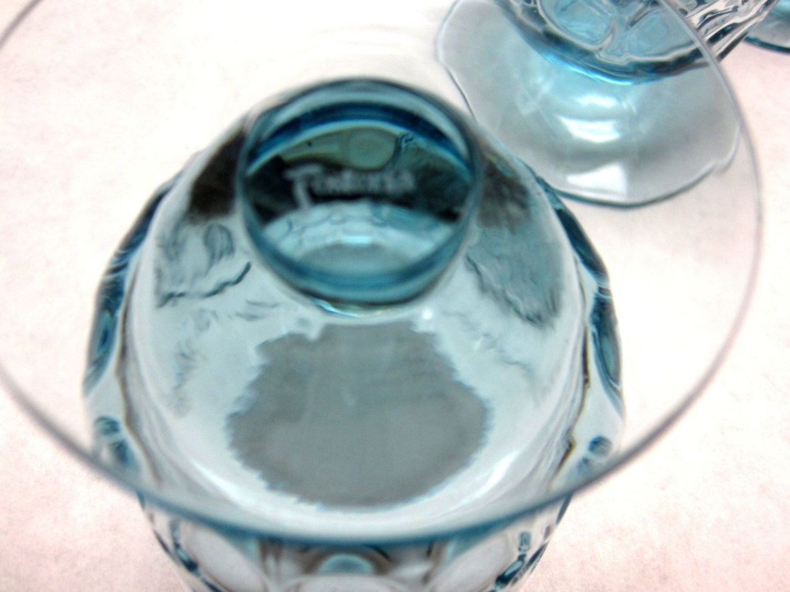 Blue Fostoria Footed Drinking Glass Glasses Set of Four Etsy