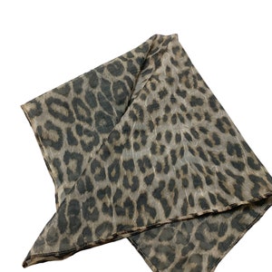 Vintage Black Brown Scarf Leopard Print 20 x 22 S5 image 2