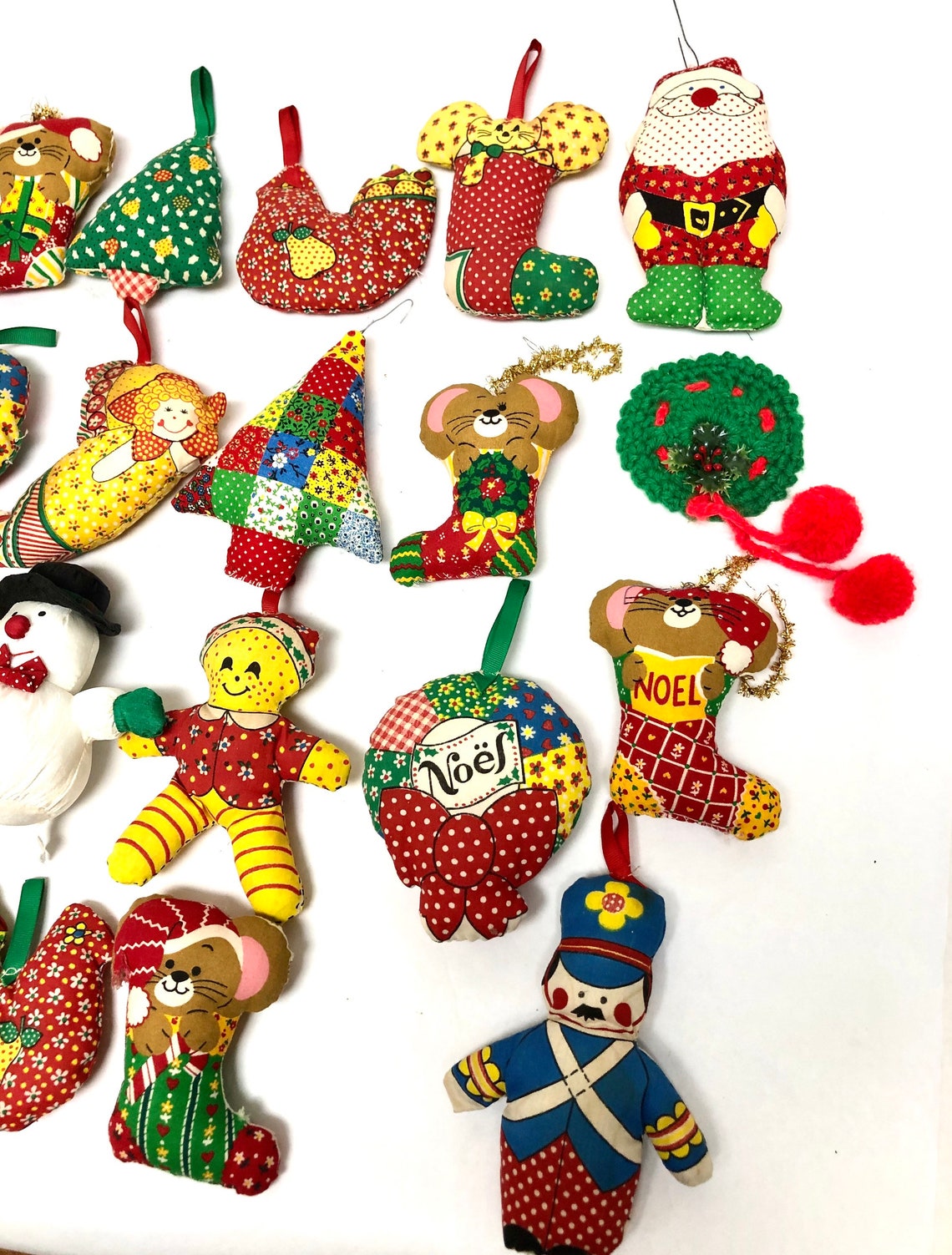 19 Fabric Vintage Christmas Ornaments Hand Sewn Fabric Etsy