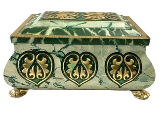 Vintage Fricke & Nacke Green Tin West Germany Footed Box