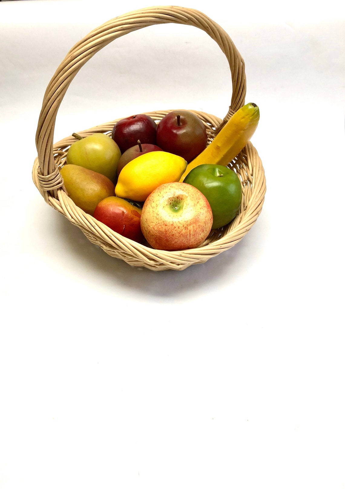 Wicker Basket With Realistic Fruit Centerpiece Artificial Etsy